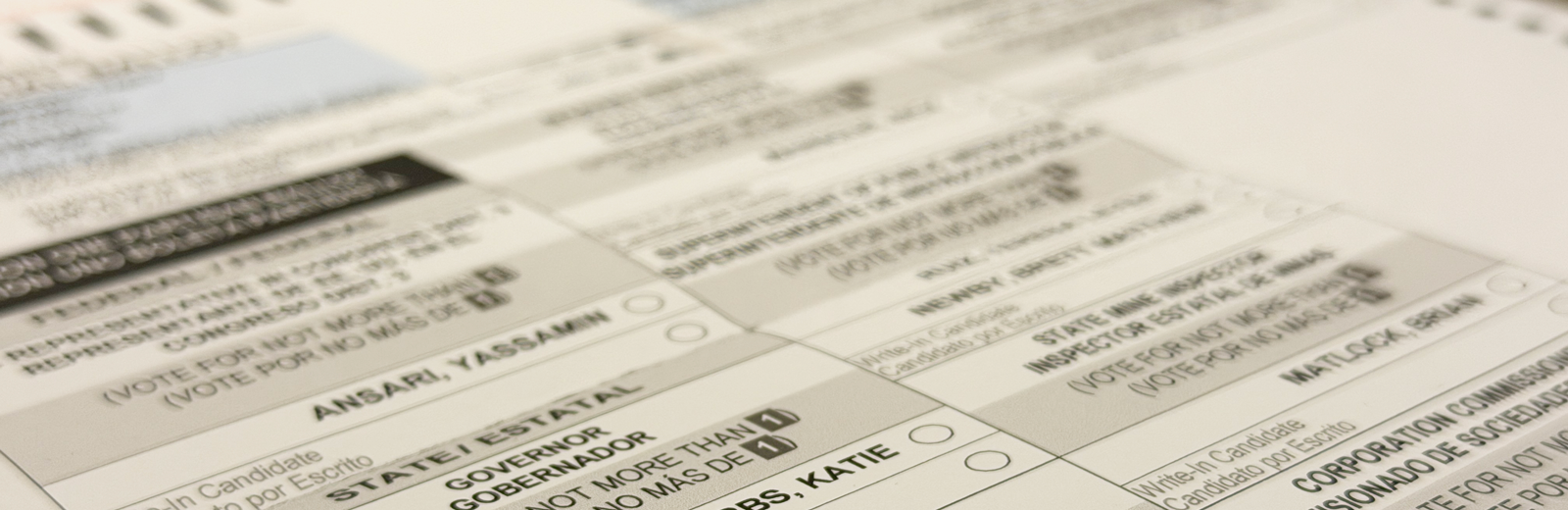 Close-up photo of ballot