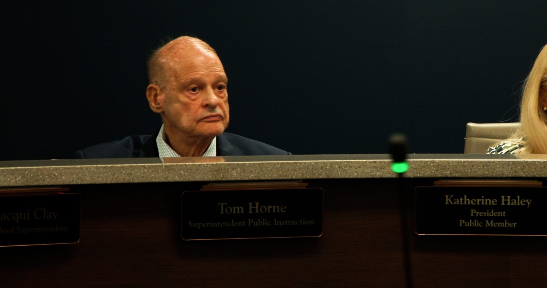 Arizona Superintendent of Public Instruction Tom Horne at a meeting of the Arizona State Board of Education.